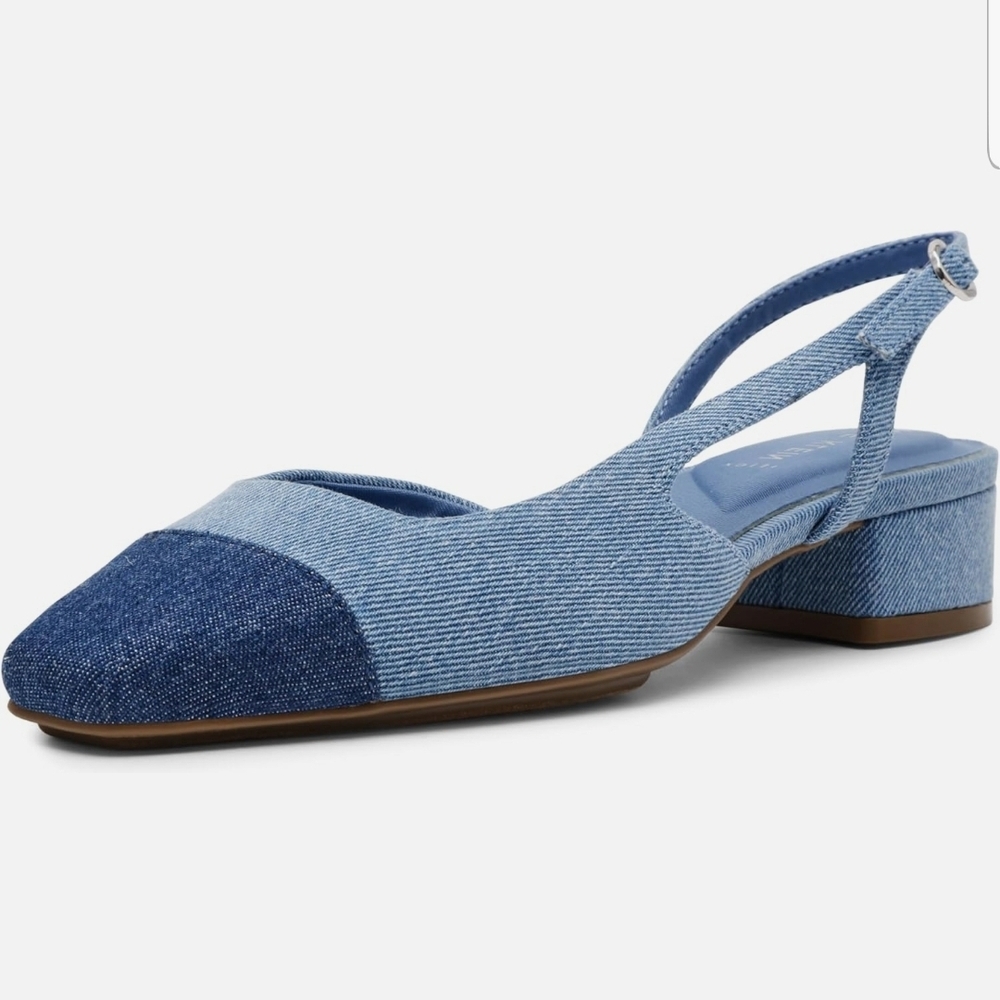 Anne Klein Blue Denim Slingback Flats